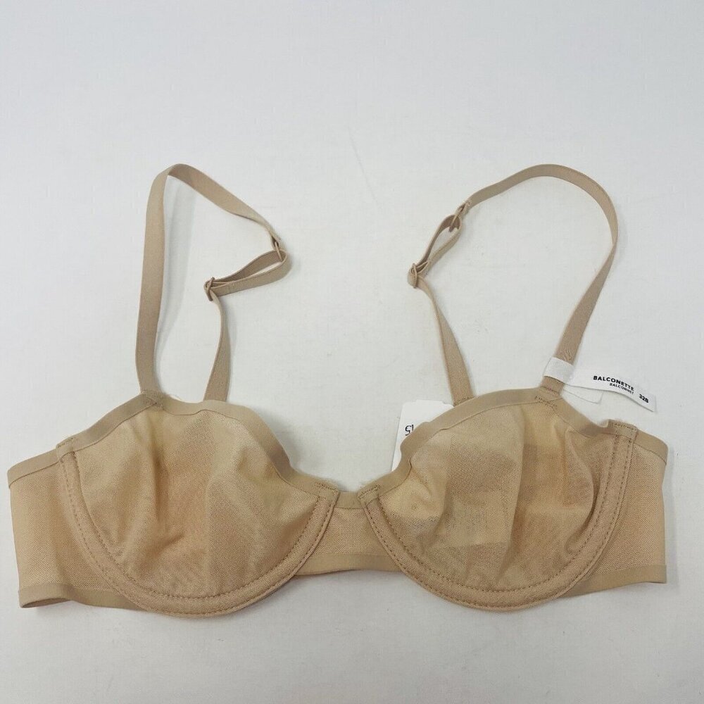 Aerie Smoothez Womens Size 32B Mesh Unlined Underwire Balconette Bra Sands 1662
